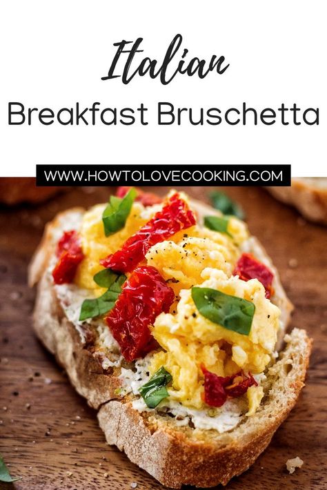 This beautiful breakfast appetizer features creamy scrambled eggs over delicious herbed goat cheese topped with the Italian flavors of basil and sun-dried tomatoes. Italian Breakfast Ideas, Italian Brunch Ideas, Tuscan Italy, Breakfast Bruschetta, Italian Brunch, Italian Breakfast Recipes, Brunch Pizza, Toast Aperitif, Herbed Goat Cheese