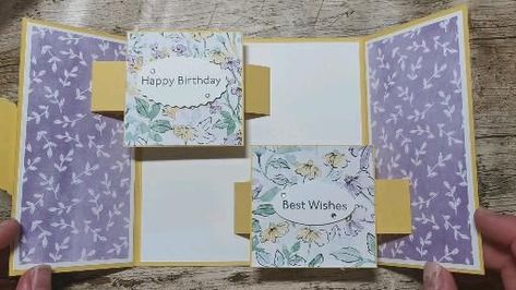 Hand Penned Dsp, Creative Birthday Cards, Fancy Fold Card Tutorials, Card Making Templates, Gatefold Cards, Shaped Cards, Designer Series Paper, Card Making Tutorials, Fancy Fold Cards