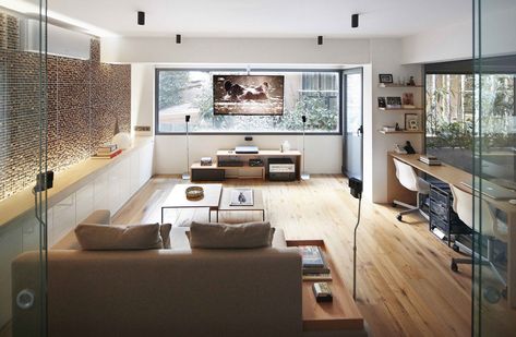 A Studio Loft Which Is A Home And Art Gallery Tv Against Window, Ideas Para Decorar Paredes, Glass Bifold Doors, Rustic Staircase, Loft Home, Modern Home Offices, Studio Loft, Art Gallery Interior, New Photography