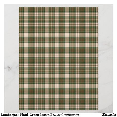 Lumberjack Plaid  Green Brown Beige Craft Paper Green Scrapbook, Lumberjack Plaid, Red And Beige, Scrapbook Gift, Tan Plaid, Homemade Body Scrub, Craft Paper, Lumberjack, Organizing Your Home