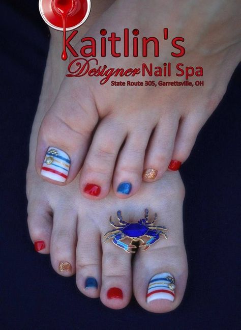 Cute Pedicures, Press On Toenails, Toenail Art, Toes Nails, Feet Nail Design, Patriotic Nails, Pedicure Designs Toenails, Toenail Designs, Usa Nails