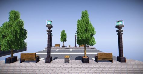 Minecraft Lamp Post Ideas Modern, Street Lamp Design Minecraft, Minecraft Modern Street Lights, Minecraft City Street Lights, Minecraft City Corner Buildings, Minecraft Sidewalk Ideas, Minecraft Street Design, Minecraft Streetlights, Minecraft Street Decoration