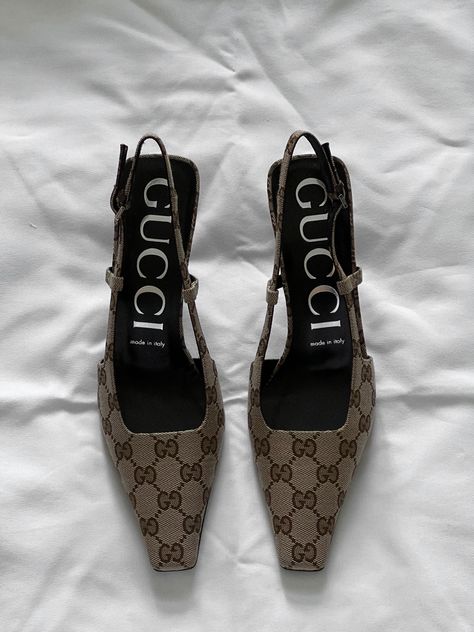 Gucci print kitten heels, aw22 Gucci Kitten Heels Outfit, Gucci Kitten Heels, Designer Kitten Heels, 27 Aesthetic, Gucci Slingback, Shoes Kitten Heels, Kitten Heels Outfit, Gucci Print, Heels Gucci