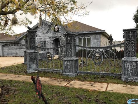 Check Out These Chicago Area Halloween Displays | WBEZ Chicago Halloween Mausoleum, Witch On A Broomstick, Haunted Ship, Decorating For Halloween, Halloween Symbols, Chicago House, Pirate Ships, Creepy Halloween Decorations, Old Fences