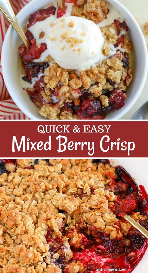 Triple Berry Crisp, Mixed Berry Crisp, Berry Crisp Recipe, Blackberry Crisp, Berry Crisp, Dessert Oreo, Blueberry Crisp, Berry Crumble, Oat Crumble