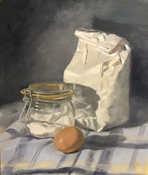 JDB : Baking Day Baking Painting, Bakery Painting, Bakery Art Painting, Daily Bread Painting, Bread Oil Painting, Still Life Breakfast Painting, Life Kitchen, Food Projects, Short Hair Styles Easy