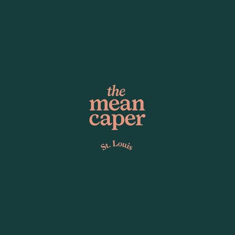 The Mean Caper St. Louis logo design. Emerald green and soft pink. Coastal Graphic Design, Deli Logo, Painting Logo, Handwritten Text, Yoga Studio Design, Skincare Branding, Inspiration Logo Design, Bakery Branding, Print Collateral