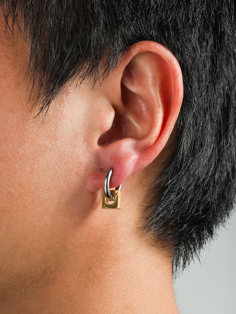 Gold Fashionable   Zinc  Dangle Embellished   Jewelry Mens Dangle Earrings, Best Earrings For Men, Minimal Earrings, Geometric Decor, Mens Chain Necklace, Watches Unique, Men Earrings, Geometric Earrings, Chains For Men