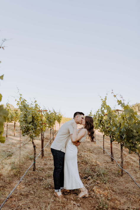 Couple walking through vineyards at Black Oak Mountain Vineyards in Cool, California for engagement photos with Yumiko Tan Photography Vineyard Couple Photoshoot, Vineyard Engagement Shoot, Winery Proposal, Winery Engagement Photos, Vineyard Engagement Photos, Vineyard Engagement, Winery Engagement, California Engagement, Photography Home