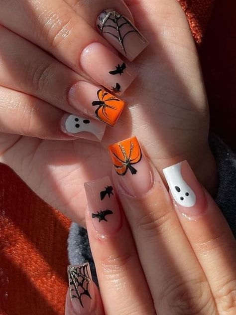 Cute Pumpkin Nails, Stylish Manicure, Pumpkin Nail Designs, Pumpkin Nail Art, Holloween Nails, Halloween Nails Easy, Halloween Acrylic Nails, Cute Halloween Nails, Pumpkin Nails