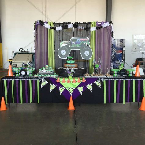 Monster jam Gravedigger Birthday Party Ideas | Photo 6 of 10 | Catch My Party Monster Jam Birthday Party, Monster Truck Birthday Party, Digger Birthday, Monster Jam Birthday, Monster Jam Party, Monster Truck Theme, Truck Birthday Party, Monster Truck Party, Monster Trucks Birthday Party