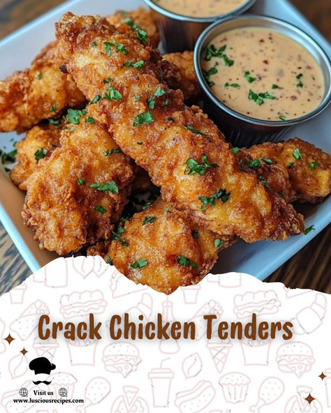 Satisfy your cravings with these creamy, savory Crack Chicken Tenders! An easy-to-make recipe loaded with cheese, bacon, and flavor. Perfect for weeknight dinners. Cracked Chicken Tenders, Cracked Chicken, Chicken Sticks, Chicken Tenders Recipe, Chicken On A Stick, Chicken Tender Recipes, Food Meat, Chicken Tenders, Easy Food To Make