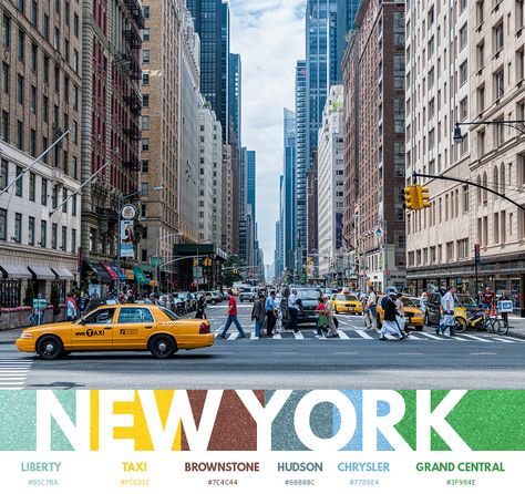 New York color themes Historic Colours, New York Taxi, Terracotta Roof, Cities Around The World, Four Tops, Classic Architecture, Ancient City, The Mill, Sense Of Place