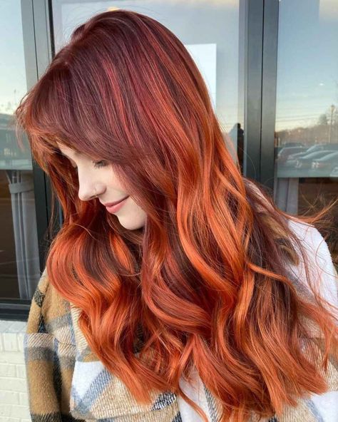 Pumpkin Spice Hair Color Spice Hair Color, Pumpkin Spice Hair Color, Deep Red Hair Color, Ruby Red Hair, Bright Red Hair Color, Red Brown Hair Color, Pumpkin Spice Hair, Light Red Hair, Vibrant Red Hair