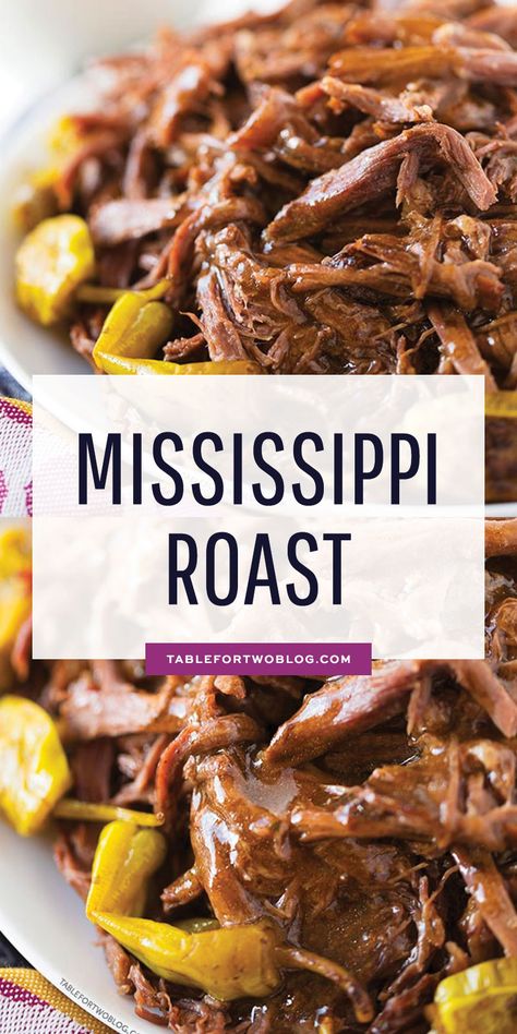 Mississippi Roast - Five Ingredient Roast Recipe for Slow Cookers Mississippi Roast Recipe, Mississippi Roast, Dinner Leftovers, Mississippi Pot Roast, Good Roasts, Crowd Pleasing Recipes, Roast Recipe, Pot Roast Recipes, Favorite Meals