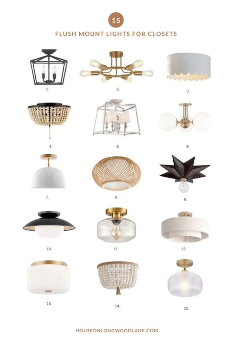 Our Favorite Closet Semi-Flush Mount Lights - House On Longwood Lane Small Foyer Lighting, Closet Light Fixtures, Closet Chandelier, Pantry Lighting, Semi-flush Mount Lights, Flush Chandelier, Bedroom Light Fixtures, Flush Mount Chandelier, Closet Lighting