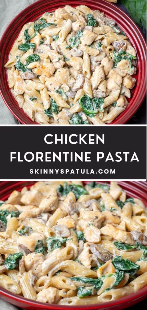 Pesto Chicken Florentine, Florentine Pasta Recipes, Chicken Alfredo Florentine, Easy Chicken Florentine Recipe, Chicken And Pasta Recipes Easy Healthy, Healthy Chicken And Pasta Recipes, Chicken With Ricotta Cheese, Easy Rotisserie Chicken Recipes, Pasta Florentine