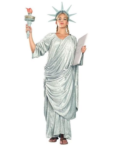 Check out Miss Liberty Adult Costume - Patriotic Womens Costumes from Wholesale Halloween Costumes Lady Liberty Costume, Green Velvet Gown, Velveteen Dress, Purim Costumes, Couple Halloween Costumes For Adults, Great Halloween Costumes, Green Velvet Dress, Lady Liberty, Halloween Fancy Dress