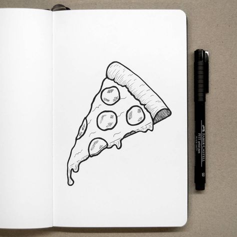 day 27 of drawing challenge. Pizza Tattoo, Pizza Drawing, Doodles Sketches, Drawing Doodles, Pizza Art, Food Sketch, Food Instagram, Pizza Food, My Food