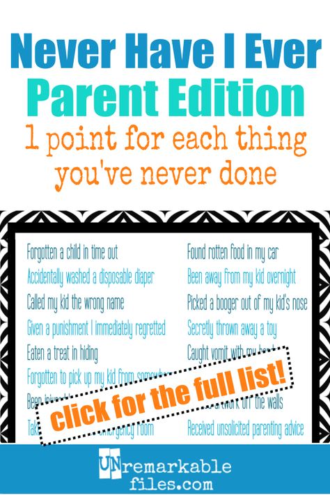 It’s time to play this funny parenting edition of Never, Have I Ever! I got a total score of 1 on this game… how did you do? #momlife #parentinghumor #fun #game #neverhaveiever #real #unremarkablefiles Parenting Funny, Eyebrows Threaded, Birthday Party Places, Funny Parenting, Never Never, Drinking Game, Never Have I Ever, Parenting Memes, Parenting Humor