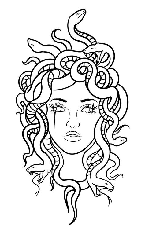 Medusa Drawing, Atlas Tattoo, Tattoo Design For Hand, Medusa Tattoo Design, Nightmare Before Christmas Tattoo, Beginner Tattoos, Medusa Art, Crown Tattoo Design, Witch Coloring Pages