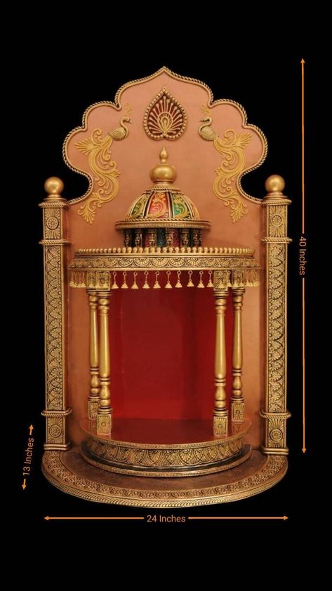 Thermocol Temple Design, Temple Decoration Ideas, Miniature Temple, Wooden Temple For Home, Traditional Background, Ganpati Decoration Theme, Temple Decoration, Pooja Unit, Beautiful Temple