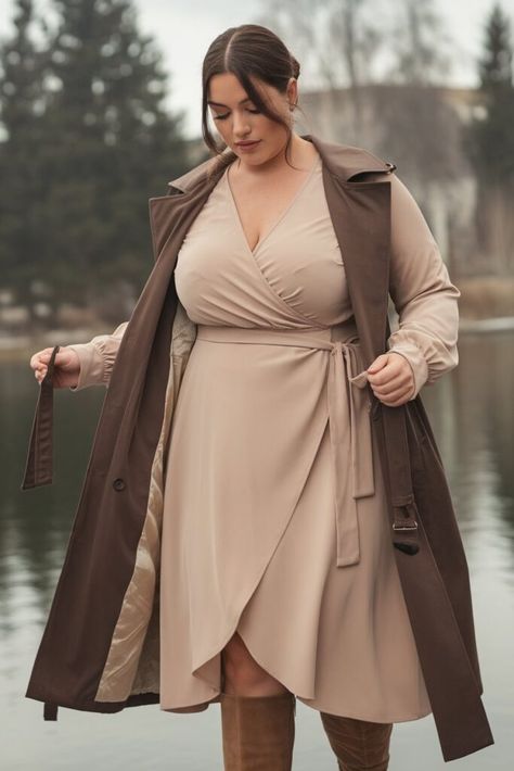 Plus Size Winter Outfits For Work, Wrap Dress Outfit Winter, Outfits With Grey Sweatpants, Winter Goth Outfits, Winter Office Wear, Wrap Dress Outfit, Outfits For Short Women, Black Knit Sweater Dress, Goth Outfit Ideas