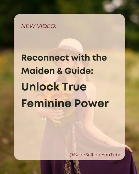 I know some of you have been eagerly awaiting this, and it’s finally here – my newest video, all about the next feminine archetype: The Maiden & Guide! 💗 This video delves into what is (in my opinion) the most undervalued and misunderstood feminine archetype ⚠️⚠️ I think it's time we debunk some myths and really understand the incredible powers of this archetype... you in? Watch now @ SaqeSelf on YouTube #femininearchetypes #feminineenergy #archetypes #becomethebestversionofyourself #divi... Feminine Archetypes, Feminine Power, Authentic Self, In My Opinion, My Opinions, Feminine Energy, Divine Feminine, Female Entrepreneur, Business Women