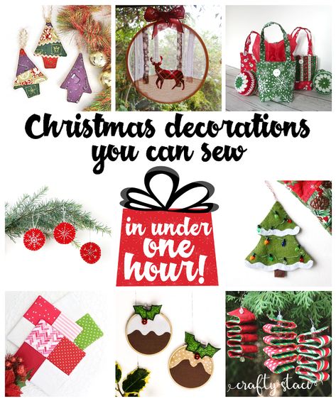 Christmas Decorations to Sew in Under an Hour — Crafty Staci Easy Christmas Sewing Projects, Easy Christmas Sewing, Christmas Diy Sewing, Crafty Staci, Christmas Decorations Sewing, Christmas Lights Garland, Snowflake Embroidery, Christmas Tree On Table, Christmas Sewing Projects