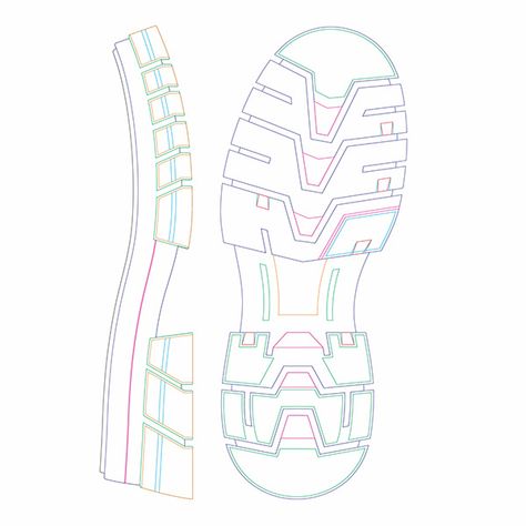 Shoe Sole Design, Outsole Design Sketch, Shoe Sole Drawing, Shoe Reference, Sneakers Drawing, Doll Shoe Patterns, Futuristic Shoes, Shoe Sketches, Industrial Design Product