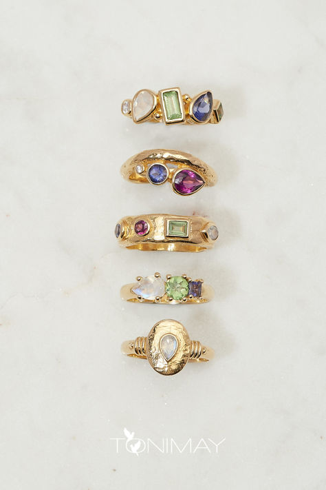 Obsess over our newest collection of rings! Set with semi-precious stones sourced from across the globe, each piece is as unique as you are ✨ Jewellery Unique Design, Jwellary Unique, Gem Rings, Gold Moonstone Ring, Gold Girl, Dope Jewelry, Precious Jewels, Jewelry Essentials, Stacked Jewelry