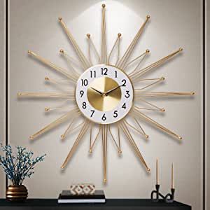 Large Gold Wall Clock, Giant Wall Clock, Sunburst Clock, Wall Clock Kits, Gold Wall Clock, Big Wall Clocks, Clock For Living Room, Handmade Wall Clocks, Wall Clocks Living Room