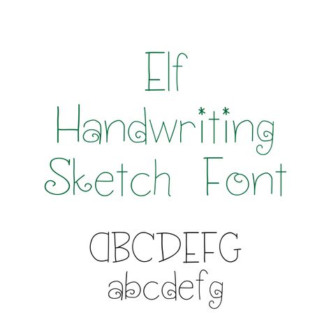 Elf Writing Font, Cute Handwriting Alphabet, Elf Handwriting, Easy Handwriting Fonts, Elf Font, Doodle Family, Elf Writing, Cute Sketch, Cute Handwriting