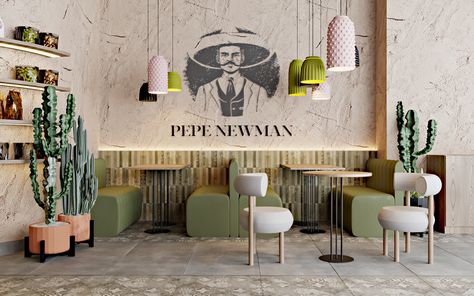 FRESH MEXICAN FOOD "PEPE NEWMAN" on Behance Mexican Restaurant Plates, Modern Mexican Restaurant Design, Mexican Coffee Shop, Modern Mexican Restaurant, Restaurant Table Design, Mexican Fast Food, Mexican Restaurant Design, Mexican Restaurant Decor, Fresh Mexican Food