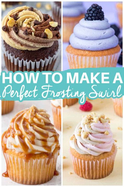 Cupcake Icing Techniques, Cupcake Frosting Techniques, Cake Frosting Tips, Frost Cupcakes, Pastry Cream Recipe, Cookie Cups Recipe, Swirl Cupcakes, Decorated Cupcakes, Cupcake Decorating Tips