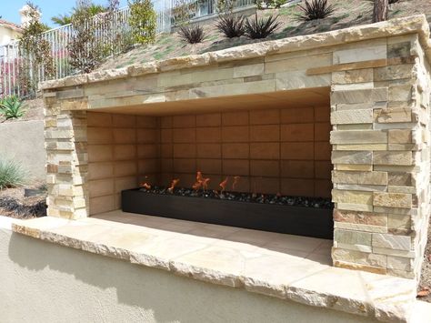 Turn up the heat in the backyard with this giant outdoor fireplace enclosure. Mantle Design, Garden Retreat, Contemporary Patio, Outdoor Fireplaces, Outdoor Inspirations, Great Gifts For Mom, Lush Garden, Outdoor Fireplace, Porch Patio