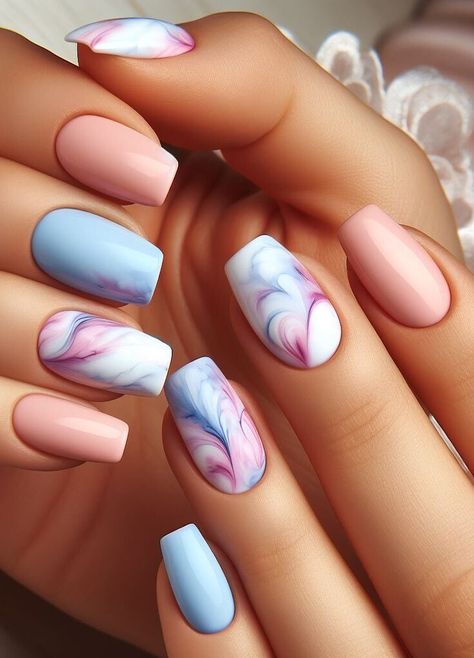 Swirling sophistication! Marble nail art offers endless possibilities. Achieve a timeless and elegant look with classic white and gray swirls for a touch of effortless beauty. Marble Nail Ideas, Marble Nail Art Designs, Marble Manicure, Marbled Nails, Marble Nail Design, Orange Nail Art, Pink White Nails, Wave Nails, Marble Nail Designs