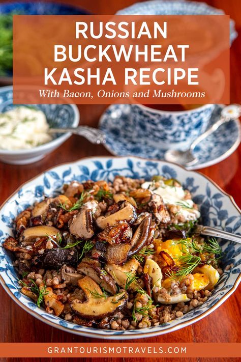 Russian Buckwheat Kasha Recipe Russian Buckwheat, Kasha Recipe, Recipe With Onions, Russian Breakfast, Mushrooms Soup, Mexican Spice, Recipe With Bacon, Caramelized Onions Recipe, Caramelised Onions