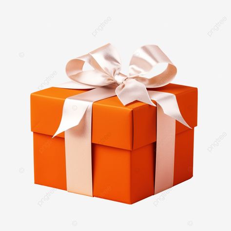 wrapped christmas or other holiday handmade present in paper with white ribbon on orange surface g Orange Birthday, Oranges Gift, Gift Box Design, Orange Ribbon, Transparent Image, Gift Package, Birthday Wishlist, Handmade Holiday, White Ribbon