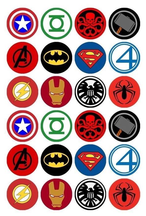 Superhero Symbols, Avengers Symbols, Ideas Cupcakes, Superhero Bedroom, Hero Logo, Avengers Logo, Avengers Party, Marvel Tattoos, Edible Cupcake Toppers