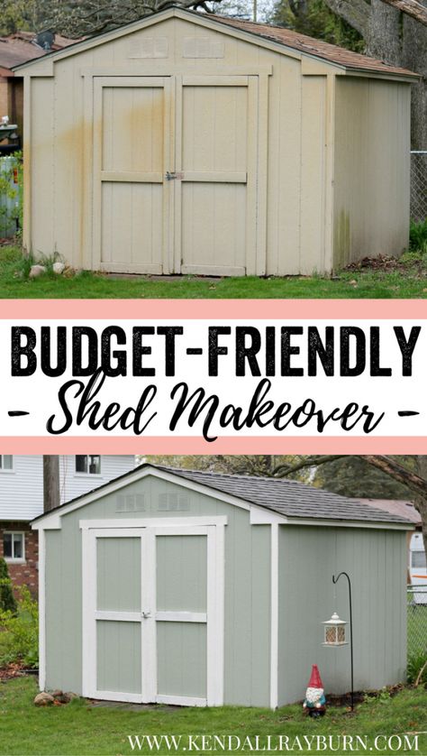 Budget-Friendly Shed Makeover | See how we transformed our shed on a budget! #AD #RoofedItMyself Shed Conversion Ideas, Shed Makeover, Rustic Outdoor Decor, We Shed, Backyard Shed, Outdoor Sheds, Metal Shed, She Sheds, Diy Shed