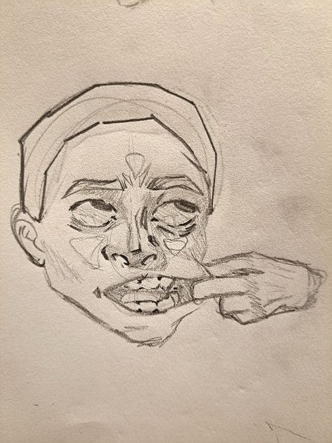 Screaming Mouth Sketch, Mouth Pulling Reference Drawing, Gangsta Art Drawing, Hand Pulling Mouth Reference, Tounge Sketch, Mouth Pulling Reference, Hand Covering Mouth Drawing Reference, Hands Over Mouth Drawing, Mouth With Tongue Out Drawing