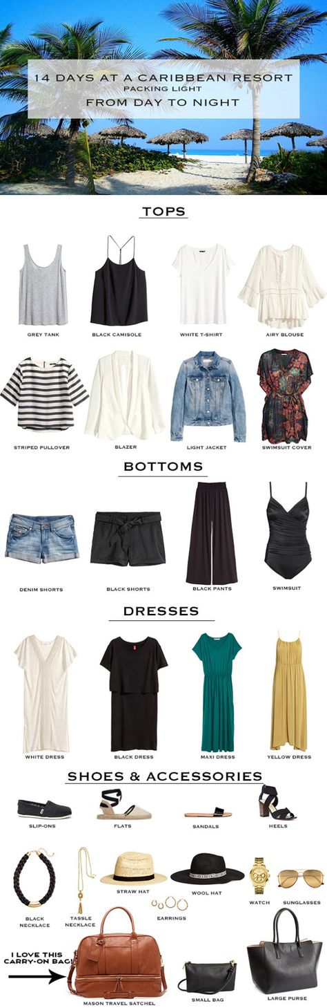 !4 Day Caribbean Resort Packing List + day and night outfit options here: http://livelovesara.com/2015/07/14-day-caribbean-resort-packing-list-part-2/ Travel Outfit Summer Tropical Vacations, Resort Packing List, Holiday Packing Lists, Mexico Vacation Outfits, Caribbean Resort, Holiday Packing, Travel Outfit Summer, Cruise Outfits, Vacation Packing