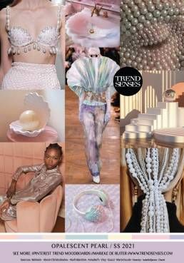 OPALESCENT PEARL // SS2021 – Trendsenses Alexis Christodoulou, Fashion Trending Moodboard, Moodboard Fashion, Fashion Trend Forecast, Trend Forecast, Hip Hop Party, Fashion Moodboard, Color Trends Fashion, Chanel Cruise