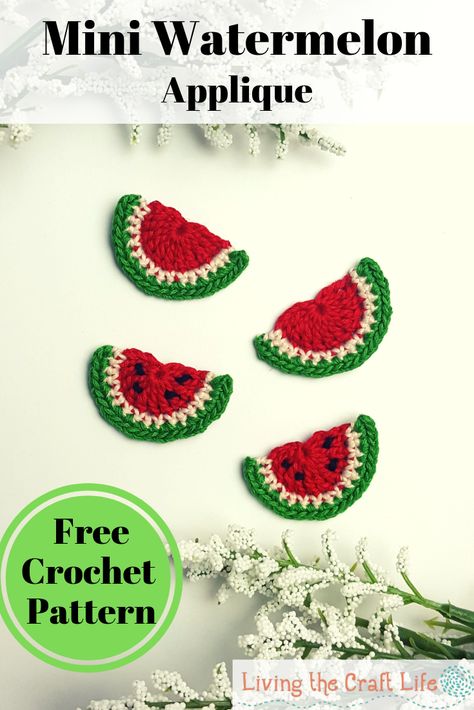 Use up some scraps with this super cute crochet mini watermelon. Use cotton thread, embroidery floss, or yarn with this FREE PATTERN Crochet Embroidery Floss Projects, Crochet Fruit Applique Free Pattern, Embroidery Floss Crochet Free Pattern, Mini Crochet Applique Free Pattern, Crochet Mini Applique, Crochet Embroidery Floss, Crochet With Embroidery Floss, Embroidery Floss Crochet, Crochet Watermelon