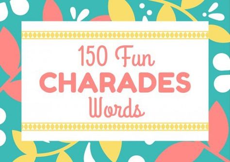 Everyone loves a good game of Charades! Brush up on those acting skills, because you're going to need them with this list of 150 easy, medium, and hard Charades words! Charade Ideas Funny, Charades Word List, Virtual Games For Kids, Charades Words, Charades For Kids, Charades Game, Summer Camp Games, Reunion Games, Good Game