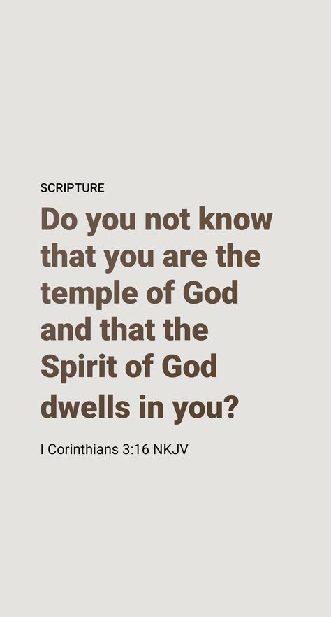 To Christians the inspired apostle Paul says, at 1 Corinthians 3:16, 17, NW: “Do you not know that you people are God’s temple and that the spirit of God dwells in you? If anyone destroys the temple of God, God will destroy him; for the temple of God is holy, which temple you people are.” Jehovah’s anointed witnesses make up his temple organization and he sanctifies each of them as a vessel “for an honorable purpose, . . . useful to his owner, prepared for every good work”. (2 Tim. 2:21, NW) Renewing The Mind, Bible Preaching, Paul Bible, Scriptures To Read, Prayer Vision Board, Walking By Faith, Spirit Of God, Apostle Paul, Christian Bible Study