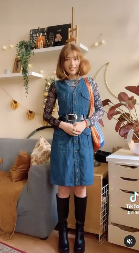 80’s Dresses, 70s Outfit, Denim Dress Outfit, 70s Denim, 70s Outfits, Dress 70s, Alt Fashion, Little Outfits, 70s Dress