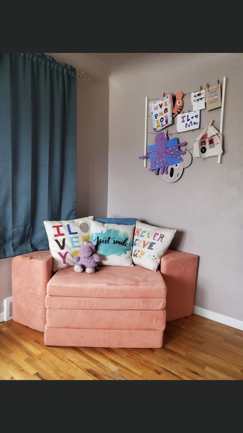 Nugget Couch Nursery, Blue Nugget Couch, Nugget Couch Decor, Nugget As A Couch, Nugget Couch In Small Space, Nugget Play Ideas, Nugget Builds With Couch, Nugget Couch Storage Ideas, Storing Nugget Couch