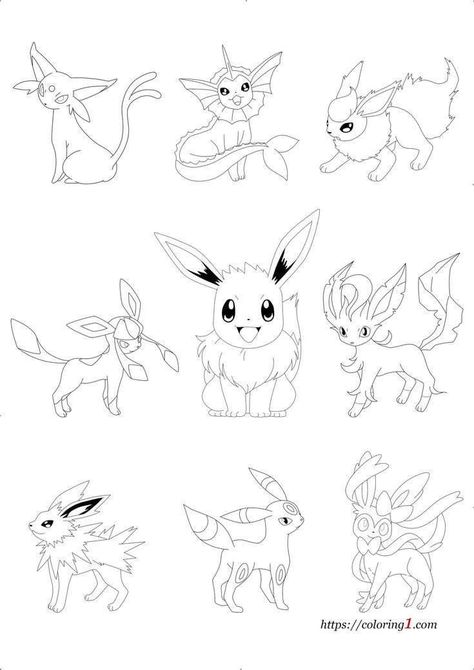 Eevee Coloring Pages, Evoluzioni Eevee, Pokemon Coloring Sheets, Pikachu Coloring Page, Chibi Coloring Pages, Pokemon Eevee Evolutions, Family Coloring Pages, Space Coloring Pages, Abstract Coloring Pages